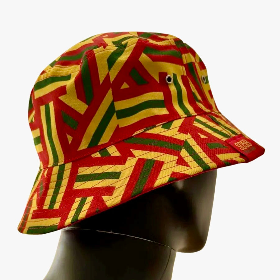 Cymru SO58 Red, Yellow and Green Retro Striped Bucket Hat