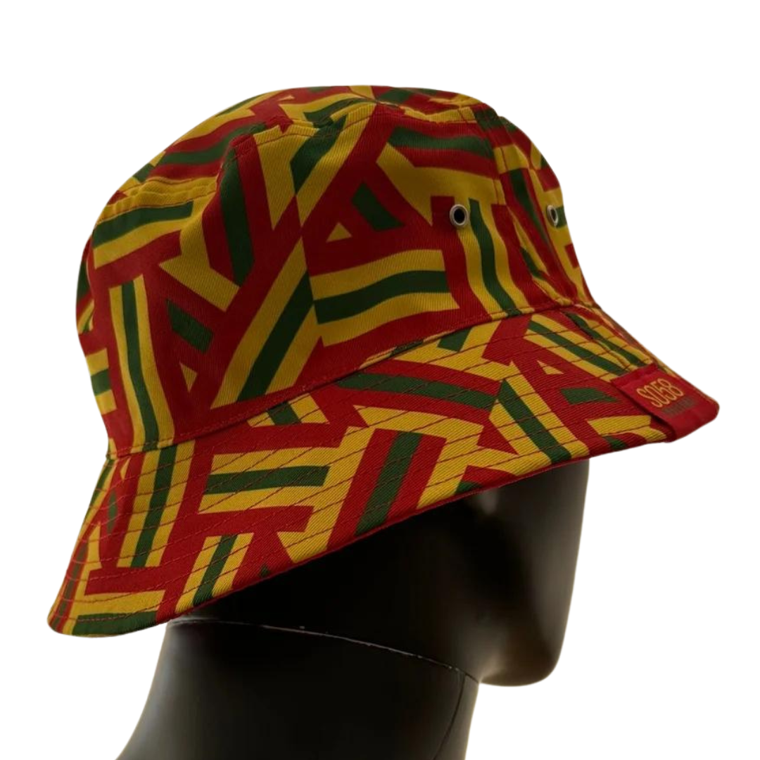 Cymru SO58 Red, Yellow and Green Retro Striped Bucket Hat