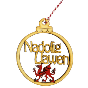 Dragon 'Nadolig Llawen' Christmas Decoration