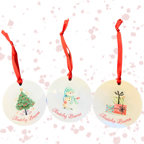 Metal 'Nadolig Llawen' Christmas Decoration - Set of 3