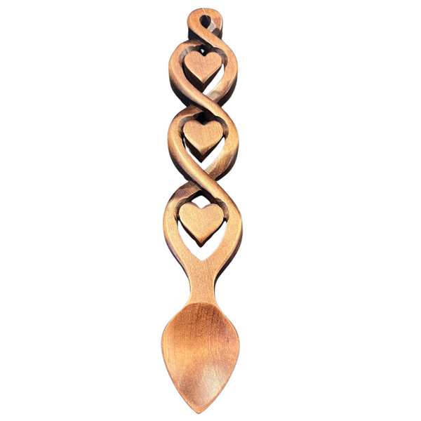 Siblings Spoon - Three Hearts Lovespoon - Welsh Love Spoon 052