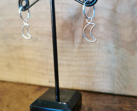 Moon Creole Earrings - Sterling Silver, Handmade