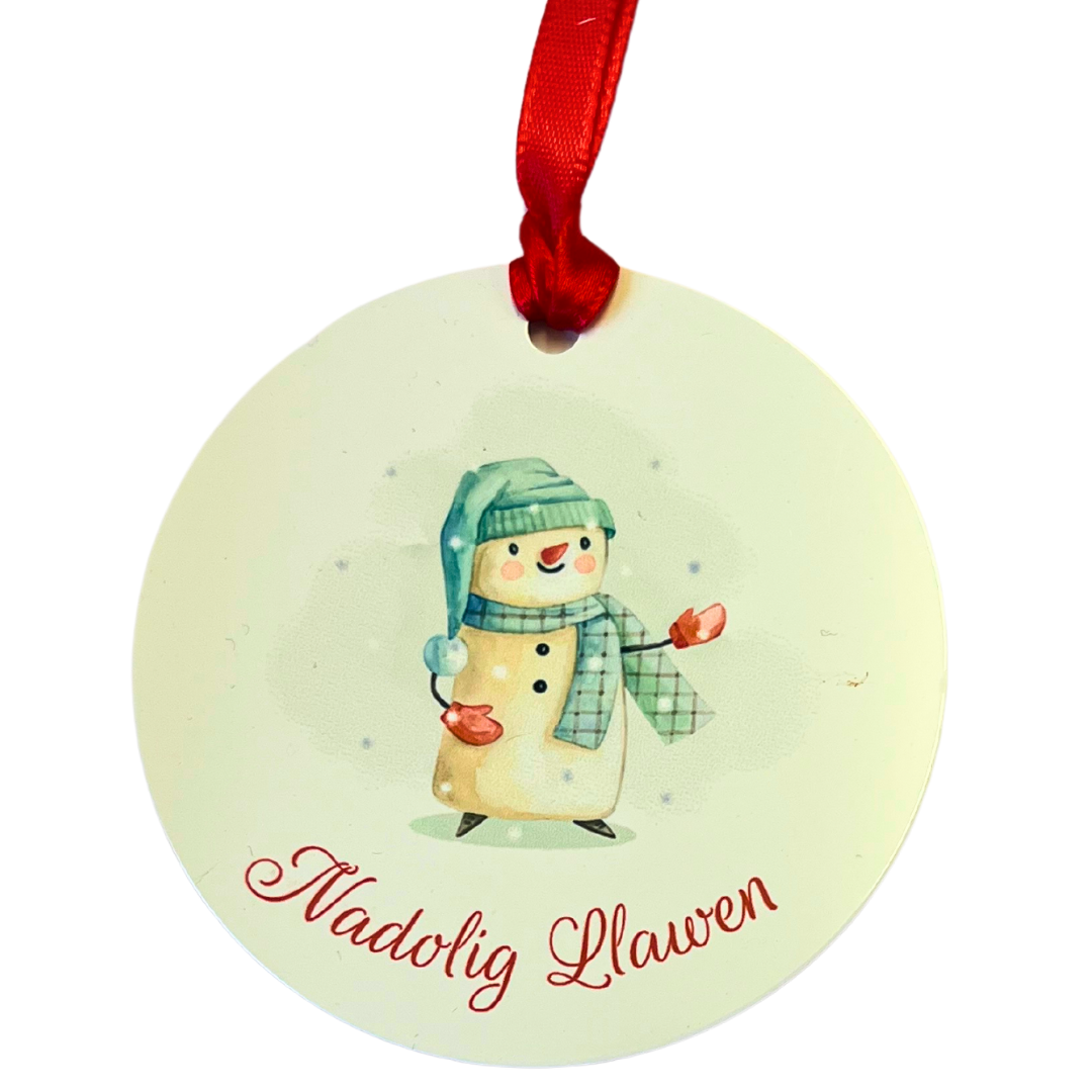 Metal 'Nadolig Llawen' Christmas Decoration - Snowman