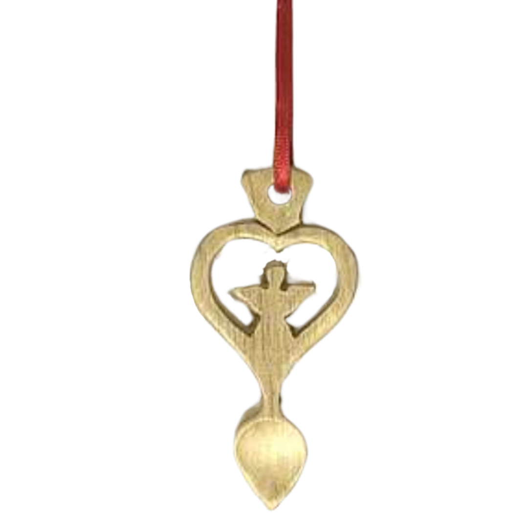 Light Wood Mini Lovespoon Christmas Decoration with Angel