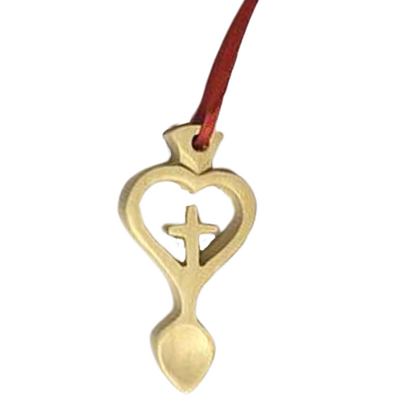 Light Wood Mini Lovespoon Christmas Decoration with Cross