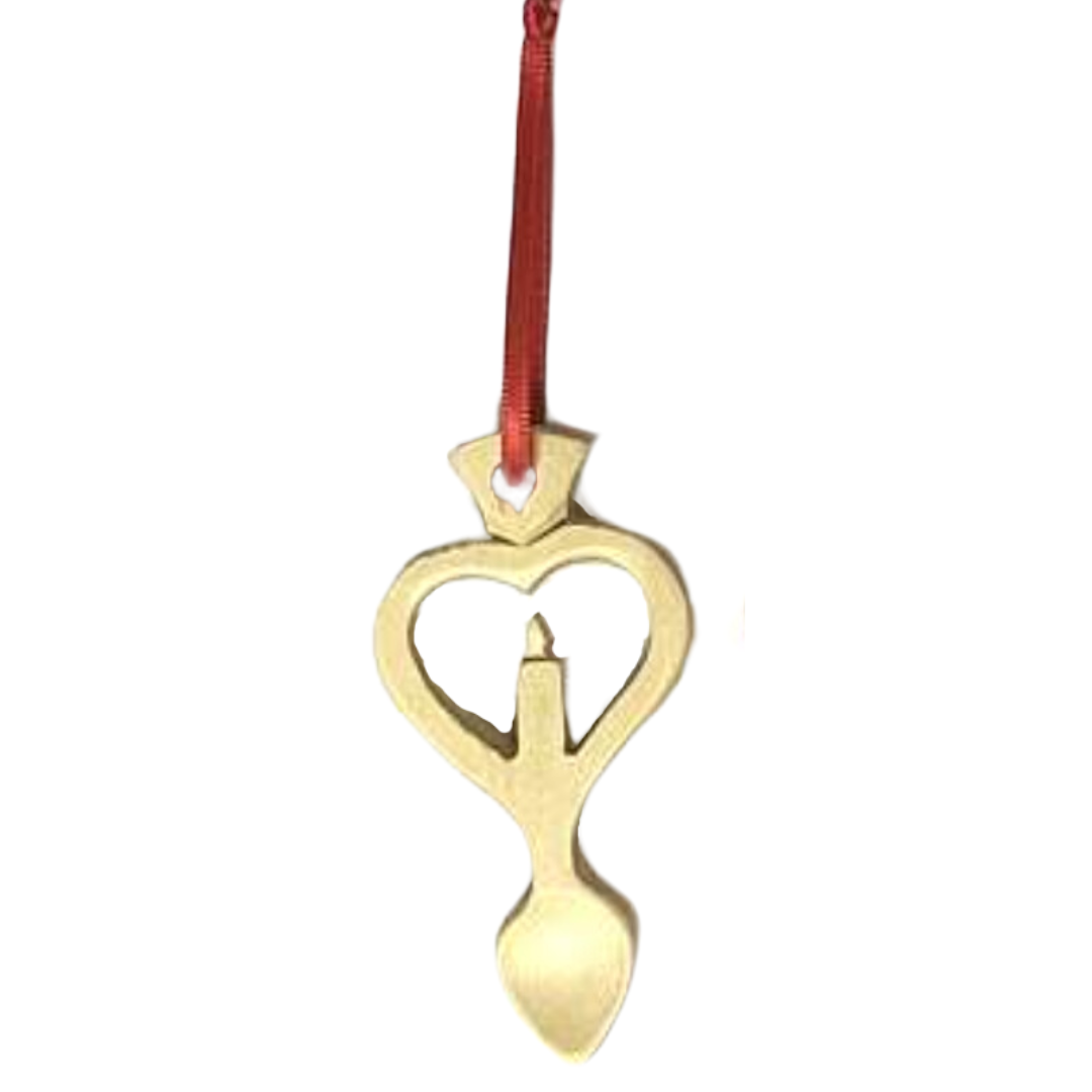 Light Wood Mini Lovespoon Christmas Decoration with Candle