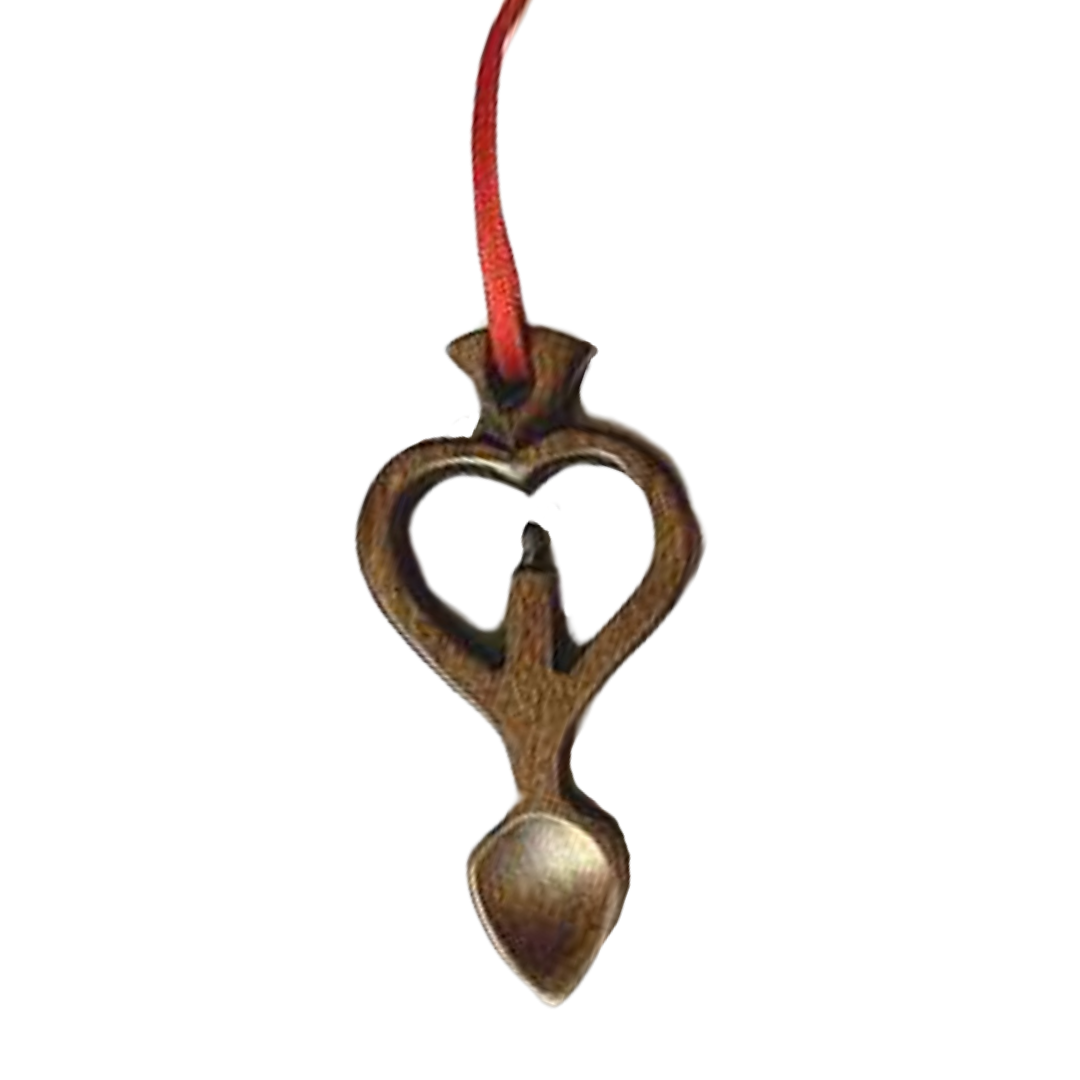 Dark Wood Mini Lovespoon Christmas Decoration with Candle