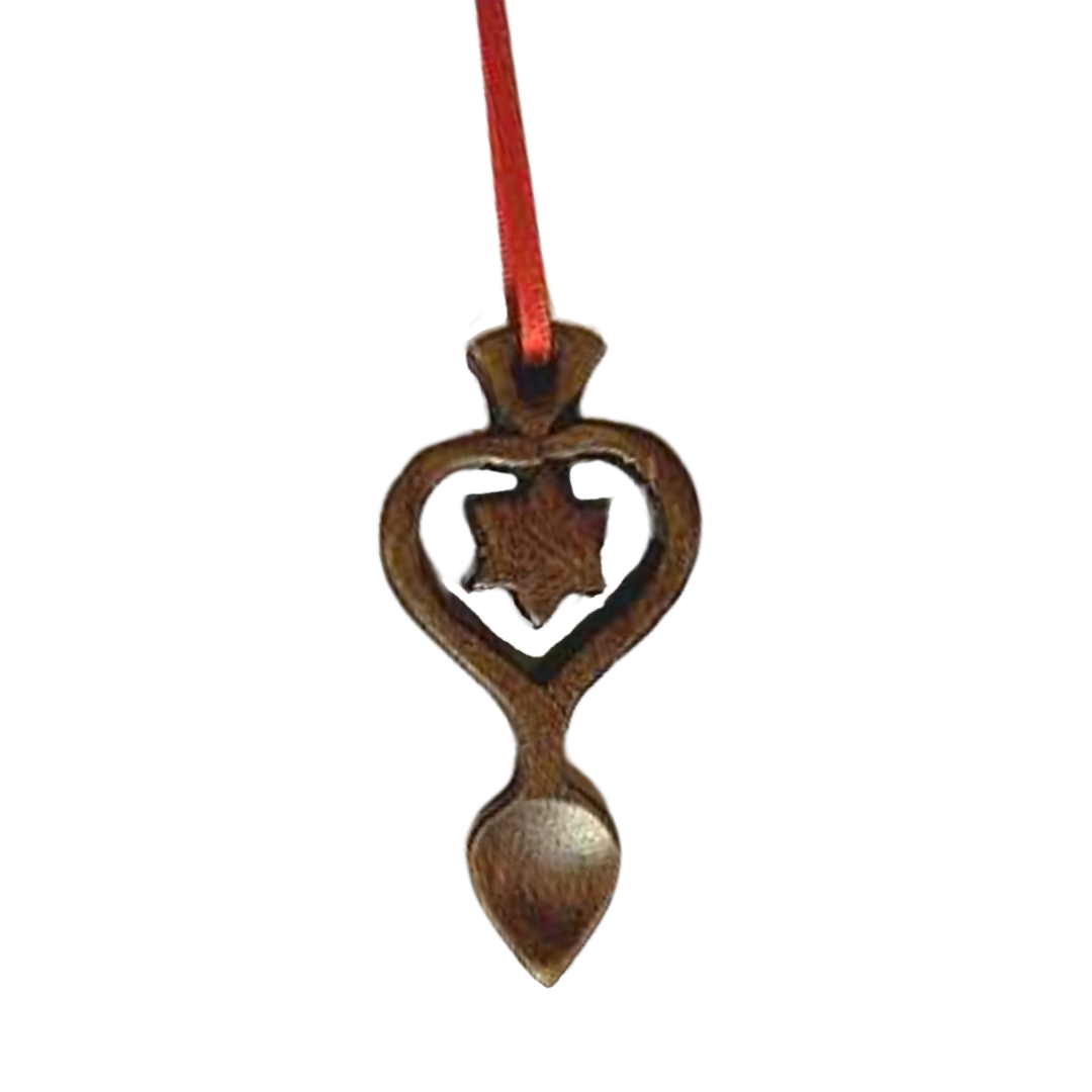 Dark Wood Mini Lovespoon Christmas Decoration with Star