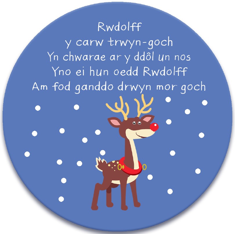 "Rwdolff y Carw Trwyn Coch" Children's Nursery Rhymes Coasters