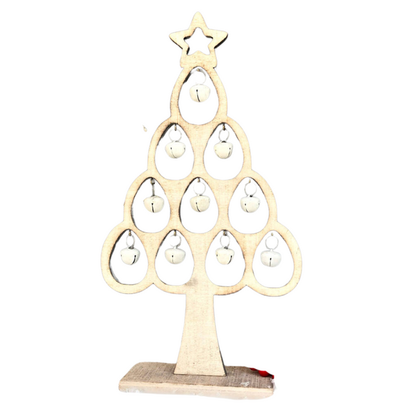 Christmas Natural Wood Tree With Bells