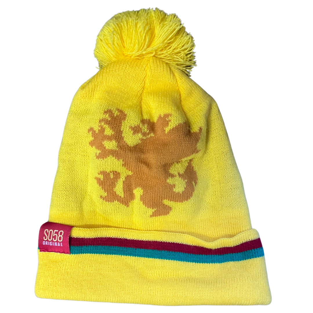 Yellow SO58 Bobble Hat with Gold Dragon