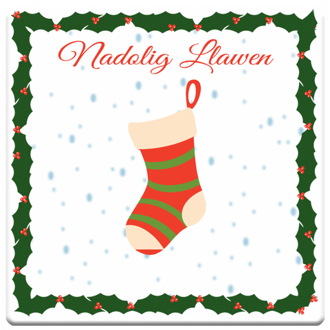 'Nadolig Llawen' Christmas Stocking Coaster