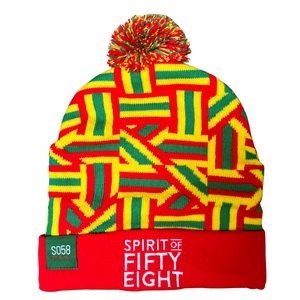 Cymru Red, Yellow and Green striped SO58 Bobble Hat