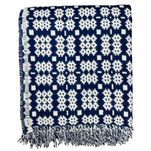 Navy Welsh Tapestry Throw - Clettwr