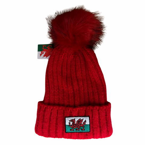 Red Chunky Pom Pom Hat