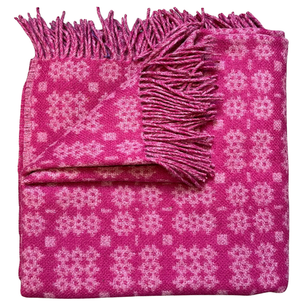 Pink Welsh Tapestry Throw - Elderberry