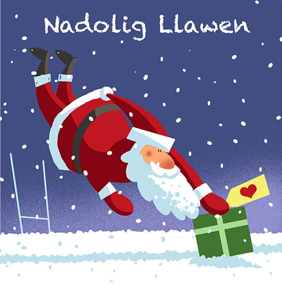 Welsh Christmas Card - "Nadolig Llawen" Santa - NAD008