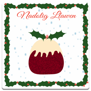 'Nadolig Llawen' Christmas Pudding Coaster