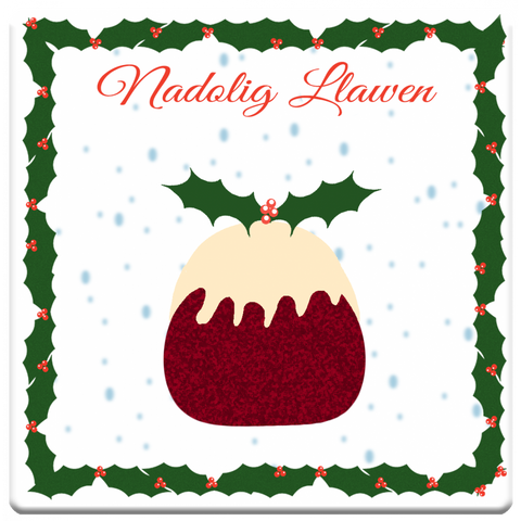 'Nadolig Llawen' Christmas Pudding Coaster