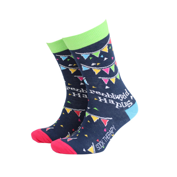 Penblwydd Hapus (Happy Birthday) - Men's Welsh Bamboo Socks