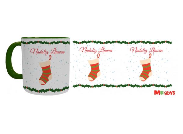 Christmas Stocking 'Nadolig Llawen' Mug - Mugby