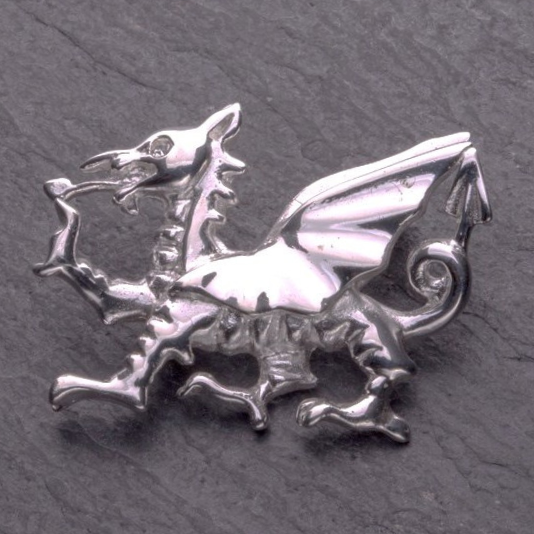 Welsh Dragon Brooch - Sterling Silver