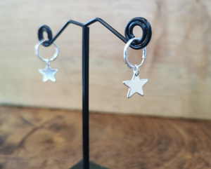 Star Creole Earrings - Sterling Silver, Handmade