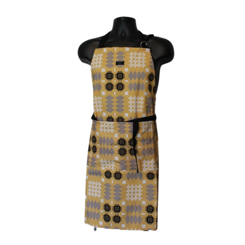 Welsh Tapestry Blanket Print Apron - Mustard Yellow