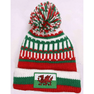 Welsh flag Knitted Bobble Hat