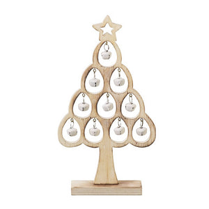 Christmas Natural Wood Tree With Bells