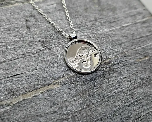 Sea Pendant Necklace - Sterling Silver, Handmade